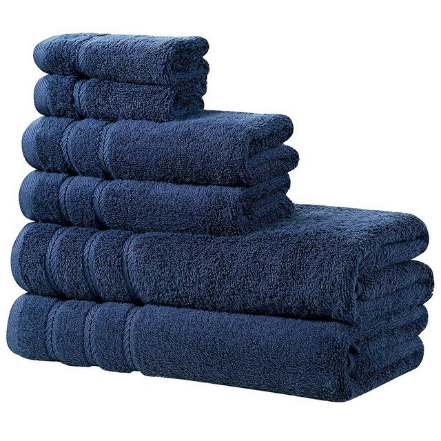 Comfort Realm Ultra Soft 6 Piece Towel Set, Combed Cotton 600 GSM 100 Percent Cotton, 2 Bath Towels, 2 Hand Towels, 2 Face Towel