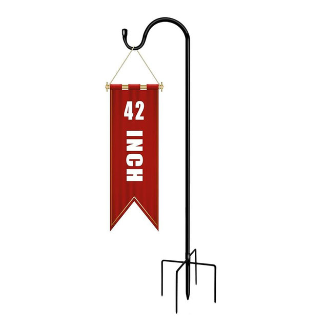 GATSUNS Shepherds Hooks for Outdoor 42 Inch Garden Bird Feeder Pole with 5 Prongs Base Adjustable for Hanging Flower Basket Plant Pot Solar Lantern Light Wind Chime Hanger for Wedding Decor 1 Pack
