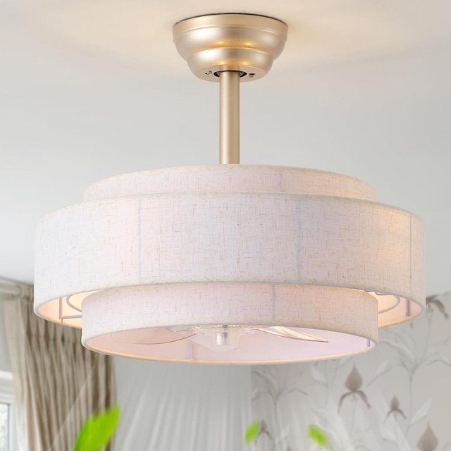 20" Fandelier Ceiling Fans with Lights, Caged Boho Ceiling Fan with Light Remote Control, Mid Century Modern with 6 Speeds for Bedroom, Nursery, Living Room