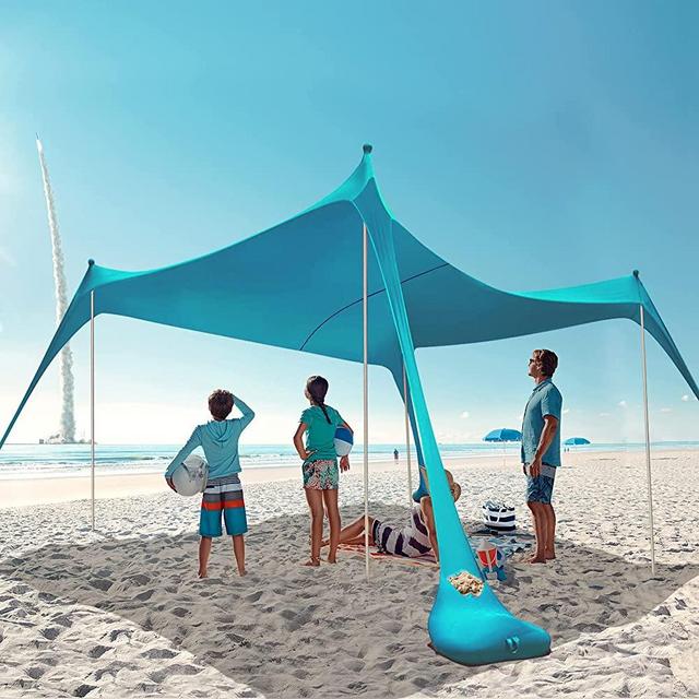 HARBLAND Beach Tent, 10X10 FT UPF50+ Portable Beach Canopy with Carry Bag for Outdoor, Backyard, Adult and Baby(4 Poles, 4-8 People)