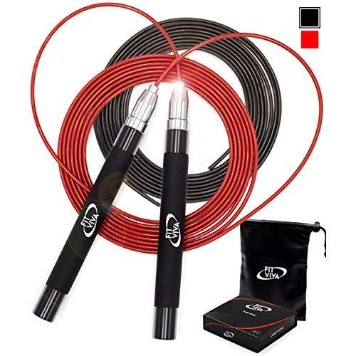 Deluxe High Speed Jump Rope - Skipping Rope for Fitness - 2 Jump Ropes Adjustable Cables, Crossfit Jump Rope Workout for Women Or Men Gift - Double Unders Speed Rope - Boxing Jumping Rope for Adults