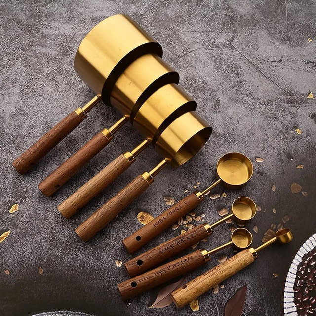 Wood and Steel Measuring Spoon Set