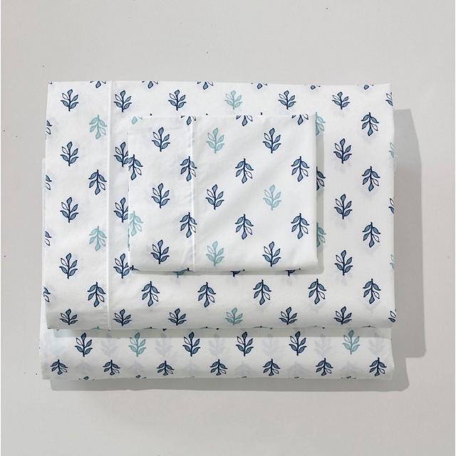 Sunwashed Percale Sheet Collection, Leaf Print