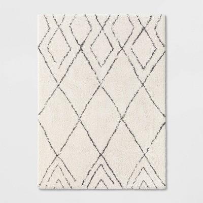 9&#39;X12&#39; Diamond Patterned Shag Woven Area Rug Black - Project 62&#8482;