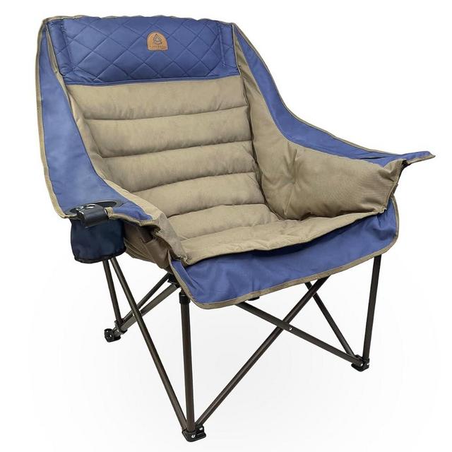 Black Sierra Equipment Plush Folding Chair for Sports & Outdoors, Oversize Seat Cushion Supports 400 lbs, Light Weight Camping Chair w/Cup Holders & Carry Bag