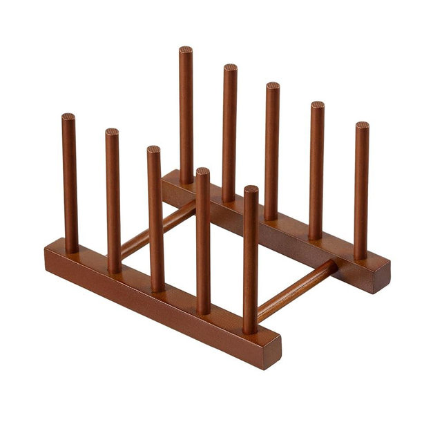 HBlife Teak Dish Plate Bowl Cup Book Pot Lid Cutting Board Drying Rack Stand Drainer Storage Holder Organizer Kitchen Cabinet（Keep Dry）