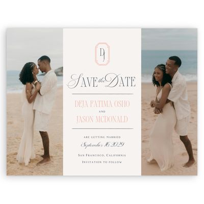 Tawny Peach, Orange Wedding Digital Save the Date - Sage Multiphoto