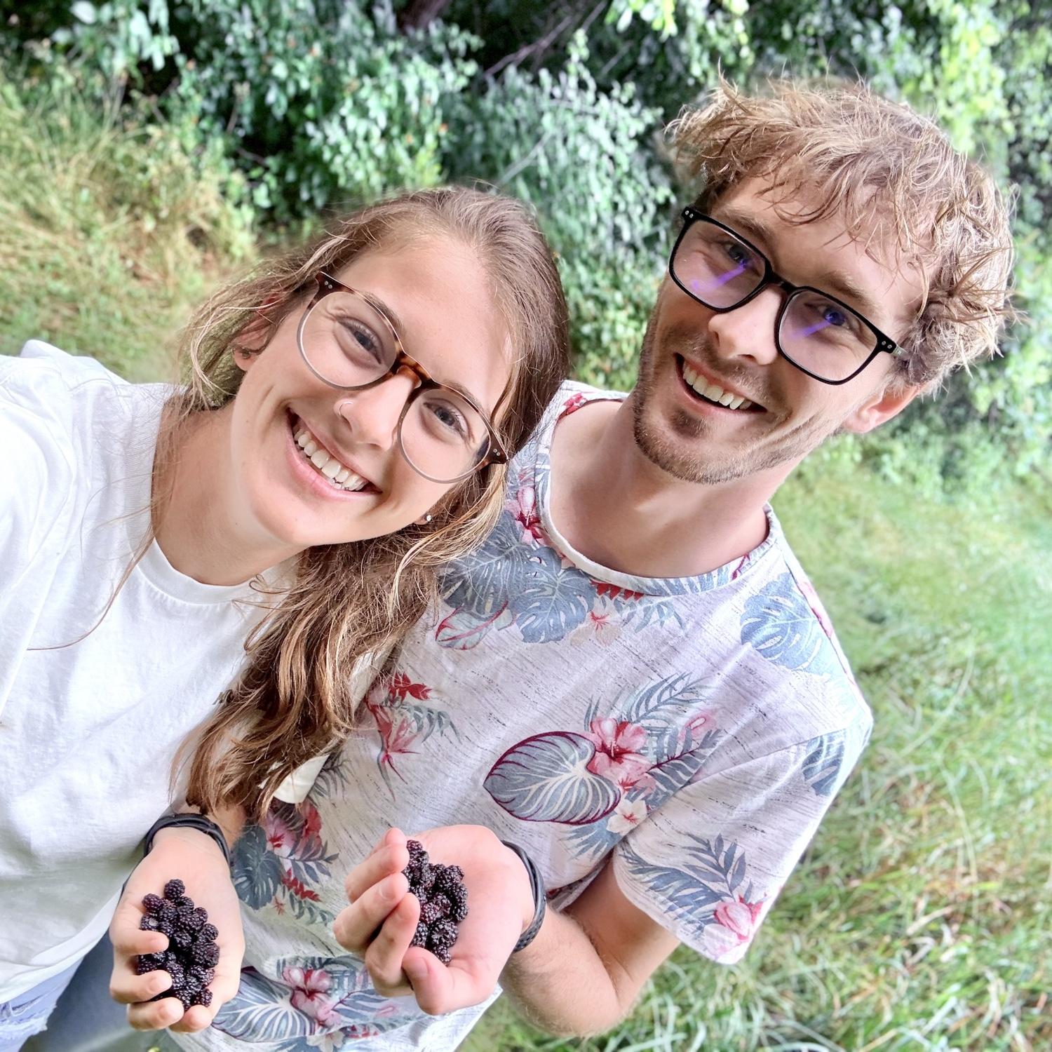 Picking Raspberries on Kendra's birthday