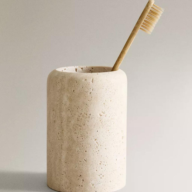 Beige toothbrush cup