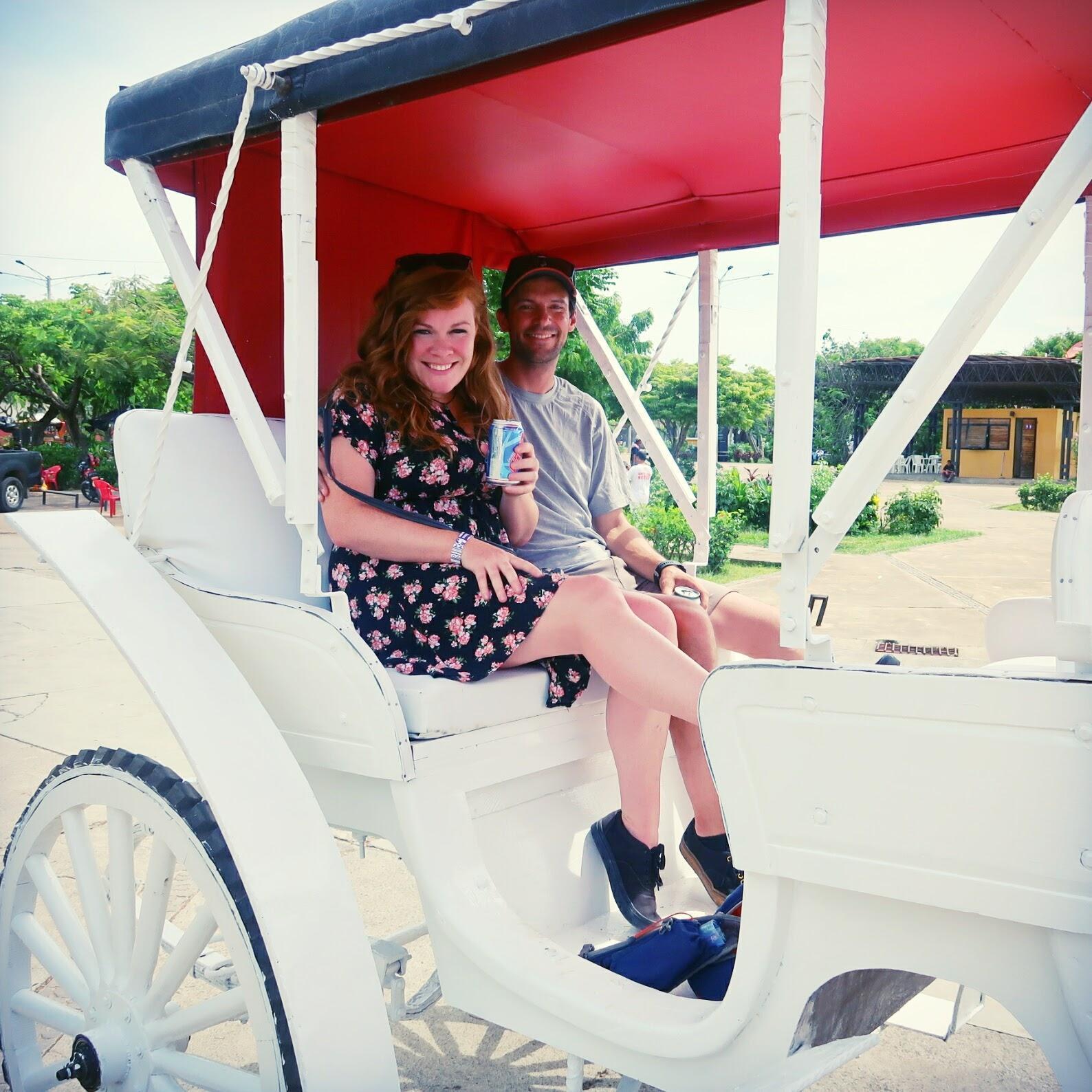 A cutesy carriage ride for two through the cutesy colonial villages in Granada, Nicaragua