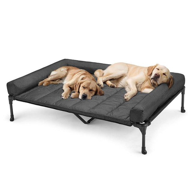 Veehoo Cooling Elevated Dog Bed Add Removable Waterproof Bolster Cushion Mat, Raised Pet Cot with Breathable Teslin Mesh, No-Slip Feet, Dog Sofa Bed for Indoor Outdoor, XXLarge, Black CWC2331B
