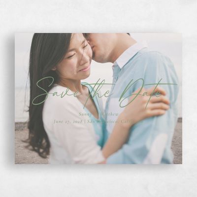 Bright Sage, Green Wedding Save the Date - Dacosta Photo