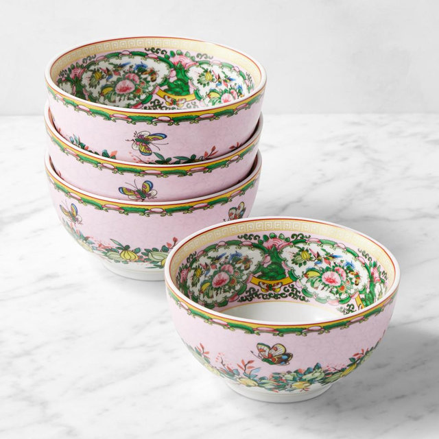 Famille Rose Cereal Bowls, Set of 8, Pink