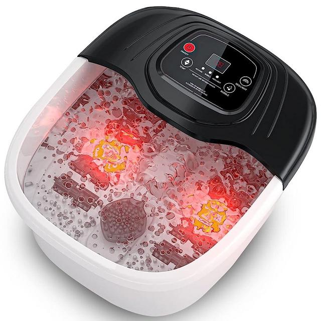 RIGHTMELL Foot Spa Bath Massager with Heat, Bubble and Vibration, Digital Temperature Control, Pedicure Foot Soaker with 8 Rollers for Soothe and Comfort Feet