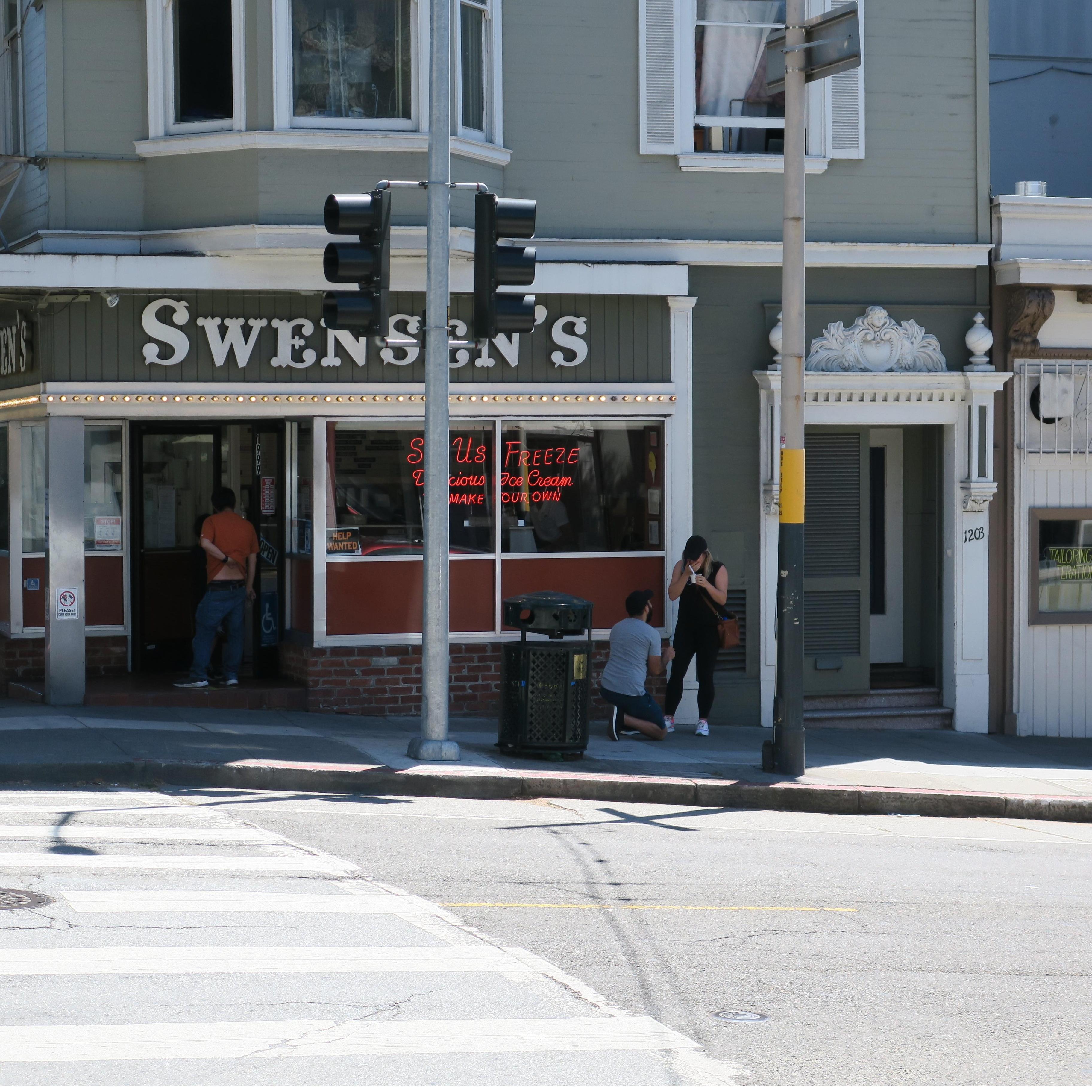 Getting engaged at Swensen's Ice Cream in San Francisco, where we had our first date.