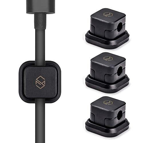 Sinjimoru Magnetic Cable Clips, Multipurpose Cable Management for Car and Office Supplies, Self Adhesive Cable Organizer Clip. Magnetic Cable Holder, Black [3 Pack]