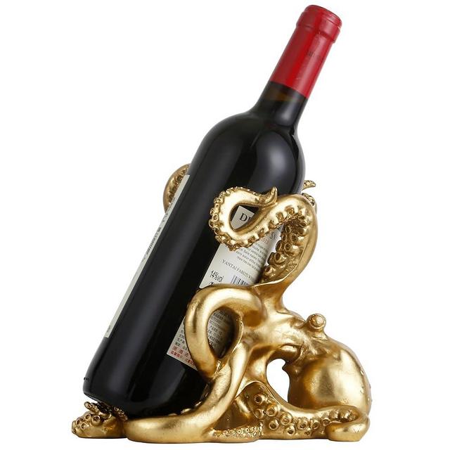 ICE ARMOR Octopus Decorative Wine Bottle Holder, Wine Rest Statue, Home Decor Wine Display Table Centerpiece for Tabletops and Counters, Wine Lovers Housewarming Gift
