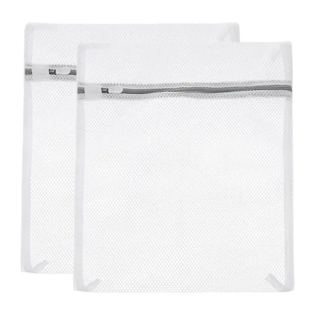 Unique Bargains Mesh Laundry Wash Bags with Zipper for Delicate Clothing 2 Pcs Gray 19.7"x23.6"
