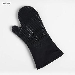 All Clad Silicone Oven Mitt: Heat Resistant up to 500 Degrees - 100% Cotton & Silicone, 14"x7" Oven Mitt for Kitchen and Barbeque, 1-Pack, Black