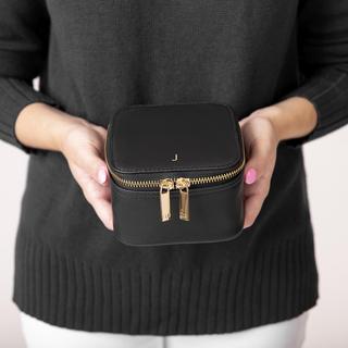 Personalized Black Vegan Leather Jewelry Organizer