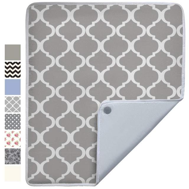Gorilla Grip Premium Ironing Pad, Magnetic Laundry Pad, 28 x 24 Inch, Heat and Scorch Resistant, Iron Board Mat for Table Top, Washer, Dryer, Pad for Travel, Quatrefoil Gray White