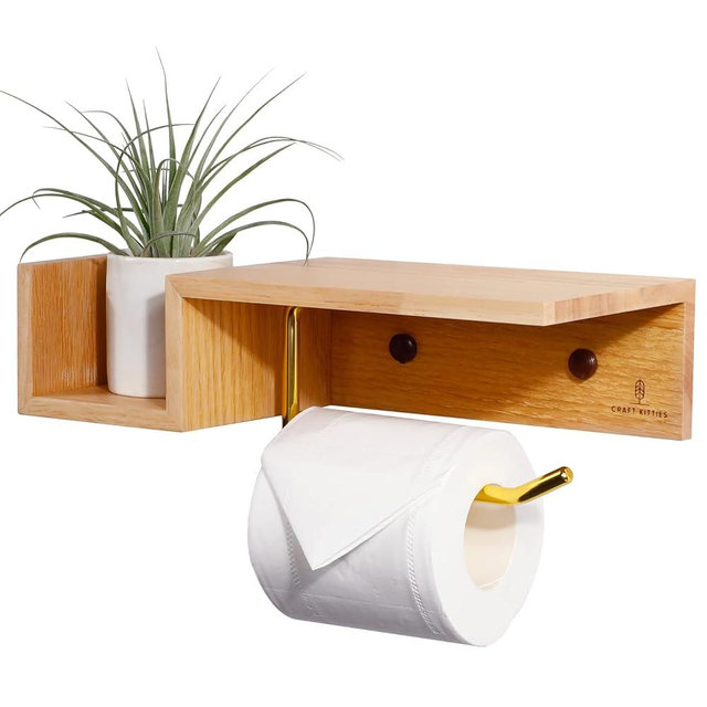 Wooden Toilet Paper Holders,red Oak Wood Toilet Roll Holder with Shelf, Toilet Paper Holder for Bathroom, Wall Mounted Toilet Paper Roll Holder, Storage (red Oak Wood)