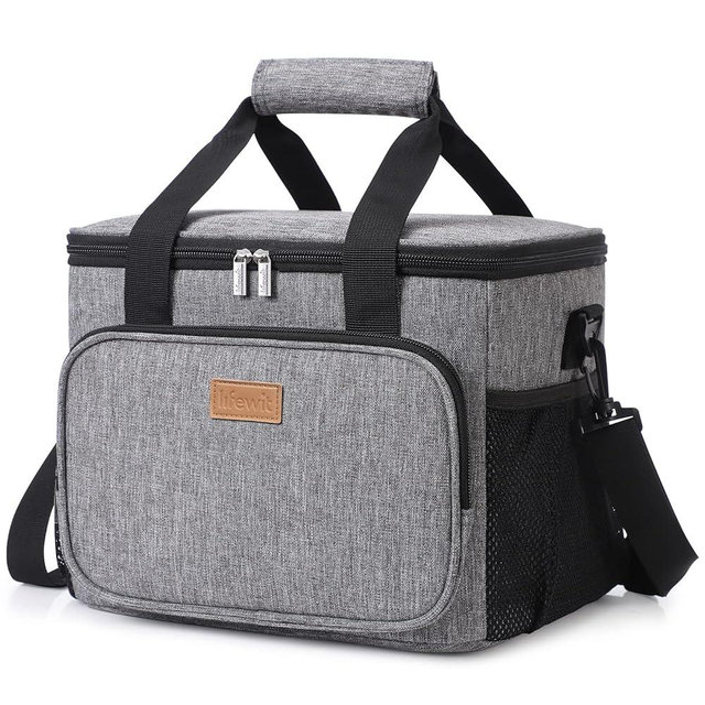 Lifewit Large Lunch Bag Insulated Lunch Box Soft Cooler Cooling Tote for Adult Men Women, Grey 12-Can (8.5L)