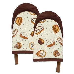Folkulture Mini Oven Mitts Heat Resistant | (5.75 x 9) Set of 2 Short Oven Mitts with Hanging Loop | 100% Cotton Oven Gloves or Kitchen Mittens | Small Silicone Oven Mits or Baking Accesories