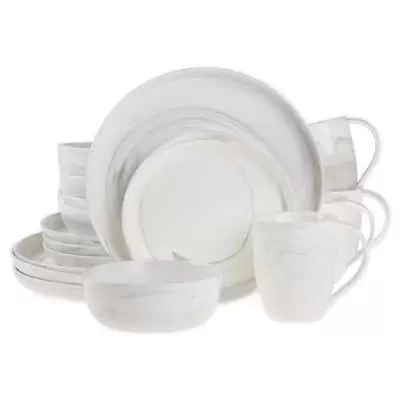 Artisanal Kitchen Supply® Marbleized 16-Piece Dinnerware Set in Grey