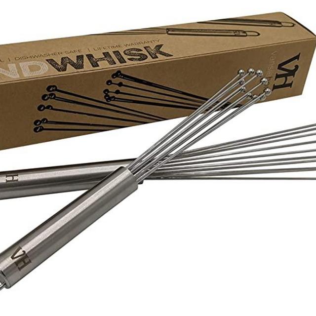 VansieHome Stainless Steel Ball Wand Whisk Combo (10" and 12") - Wand Whisk for Sauces, Stews, Chunky Dishes, Breaking up Ground Meat