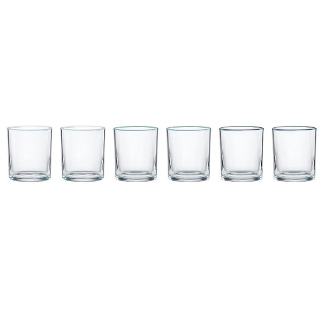 Oneida Glassware, 24 Seven Turquoise Medium Tumbler, Set of 6, 13.5-Ounce Capacity, Made From Glass, Dishwasher Safe Tumbler, Drinking Glass Set, Home and Kitchen, Clear Glasses (Turquoise, 6 Piece)