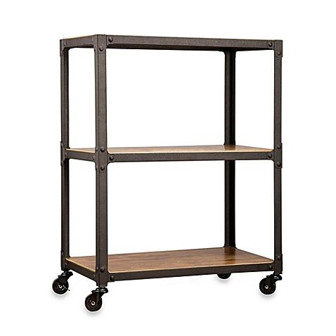Wood and Metal 3-Tier Rolling Cart