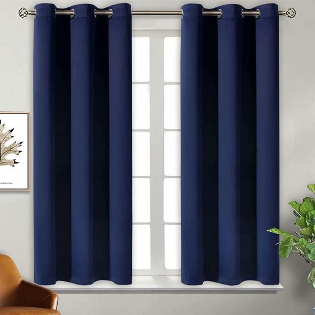 BGment Blackout Curtains for Bedroom - Grommet Thermal Insulated Room Darkening Curtains for Living Room, Set of 2 Panels (38 x 54 Inch, Navy Blue)
