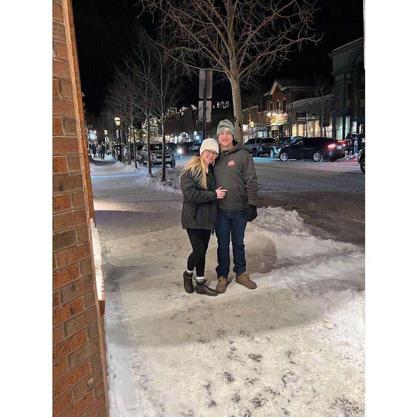2/6/23- Hannah and Landon in Downtown Breckenridge, CO on a snowy evening!