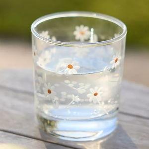 Daisy Etched Tumblers, Set of 4