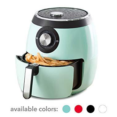 Dash DFAF455GBAQ01 Deluxe Electric Air Fryer + Oven Cooker with with Temperature Control, Non Stick Fry Basket, Recipe Guide + Auto Shut Off Feature, 6 qt, Aqua