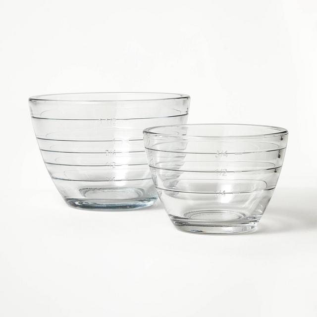 2pc Glass Prep Bowl Set with Measurement Lines Clear - Figmint™