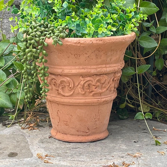 VINTAGE TUSCANY FLOWERPOT (4 Color Options): Durable Solid Stone Planter. Unique Home Garden Decor, Sealed for Outdoors. Handcrafted U.S.A