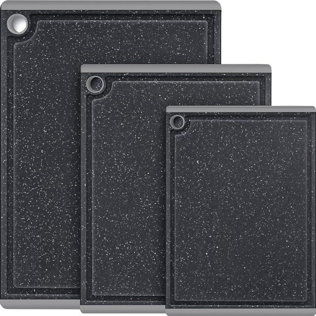 Plastic Cutting Coards for Kitchen, 3-Piece Large Cutting Board Set Dishwasher Safe Chopping Boards with Non-slip Feet and Juice Grooves, Light Gray, Kikcoin