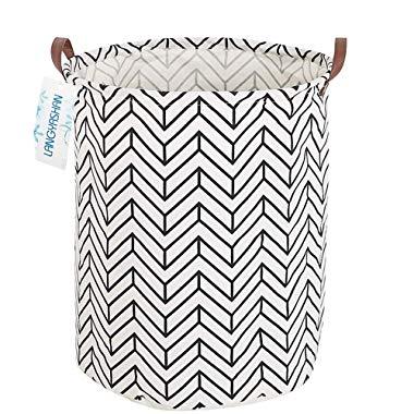 LANGYASHAN Storage Bin，Canvas Fabric Collapsible Organizer Basket for Laundry Hamper,Toy Bins,Gift Baskets, Bedroom, Clothes,Baby Nursery (Geometric)