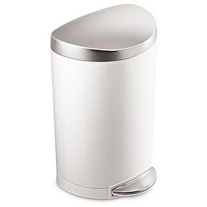 simplehuman® Stainless Steel Semi-Round 10-Liter Step-On Trash Can in White