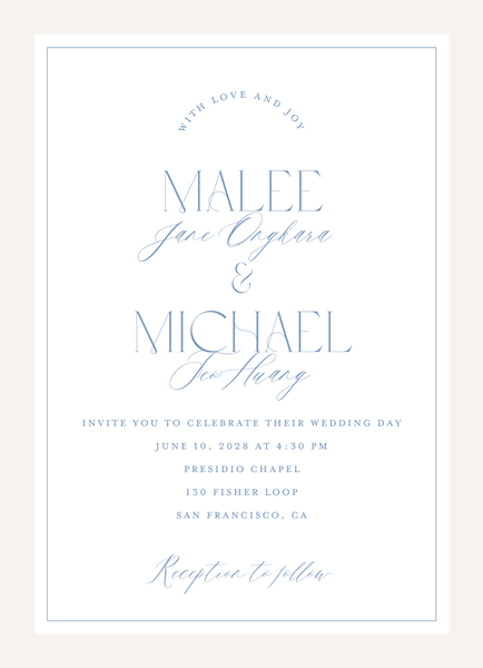 Seren Portrait | Denim Blue | Zola Wedding Invitations