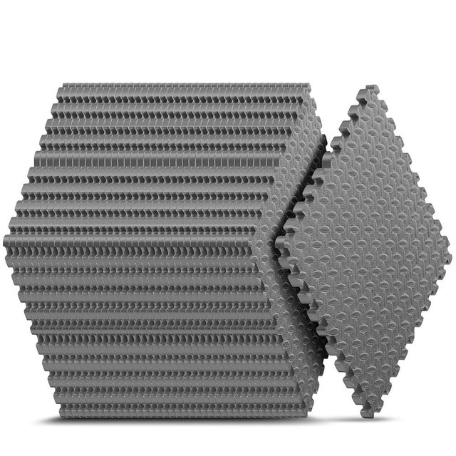 36 Pack Home Gym Mat, Puzzle Exercise Mat, EVA Interlocking Foam Floor Tiles for Home Workout Equipment and Kids' Play Areas -, 24 in x 24 in x ½ in, Grey 36 Tiles