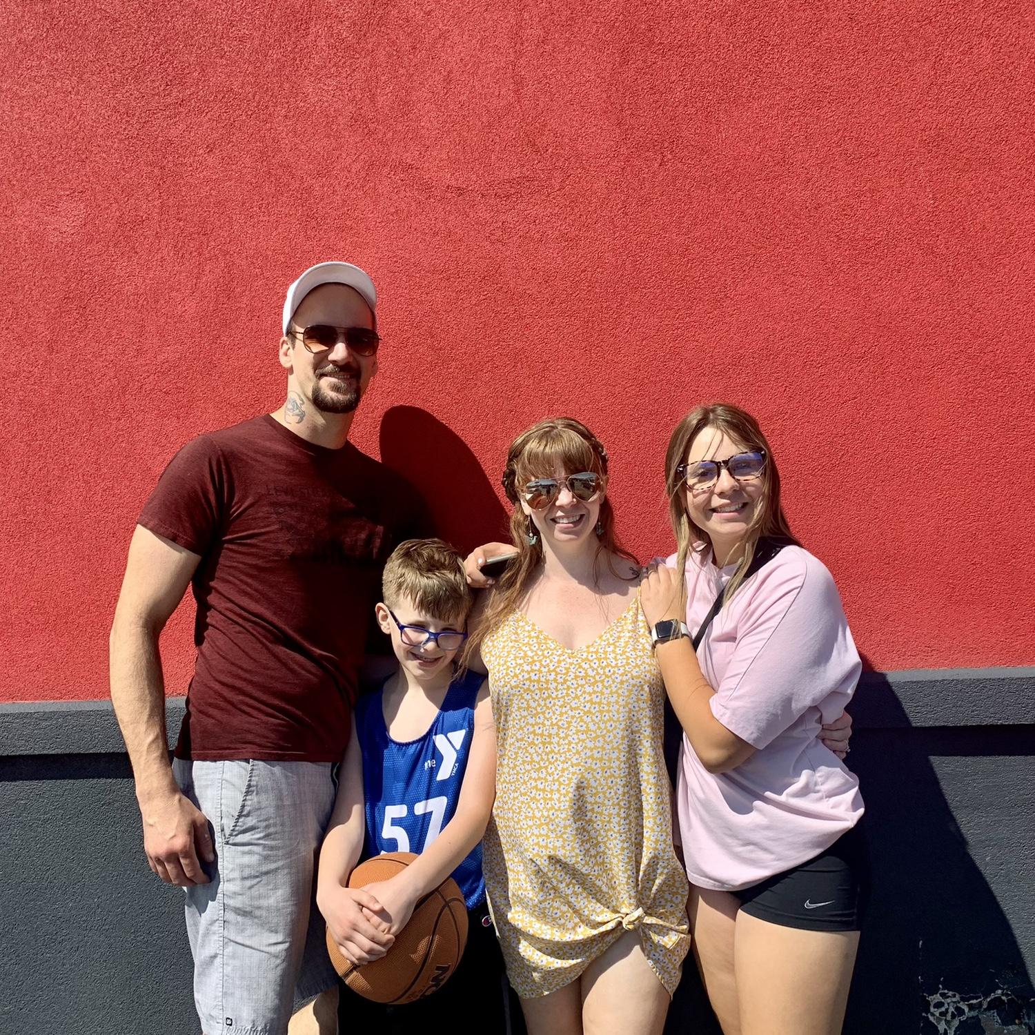 After basketball celebration.