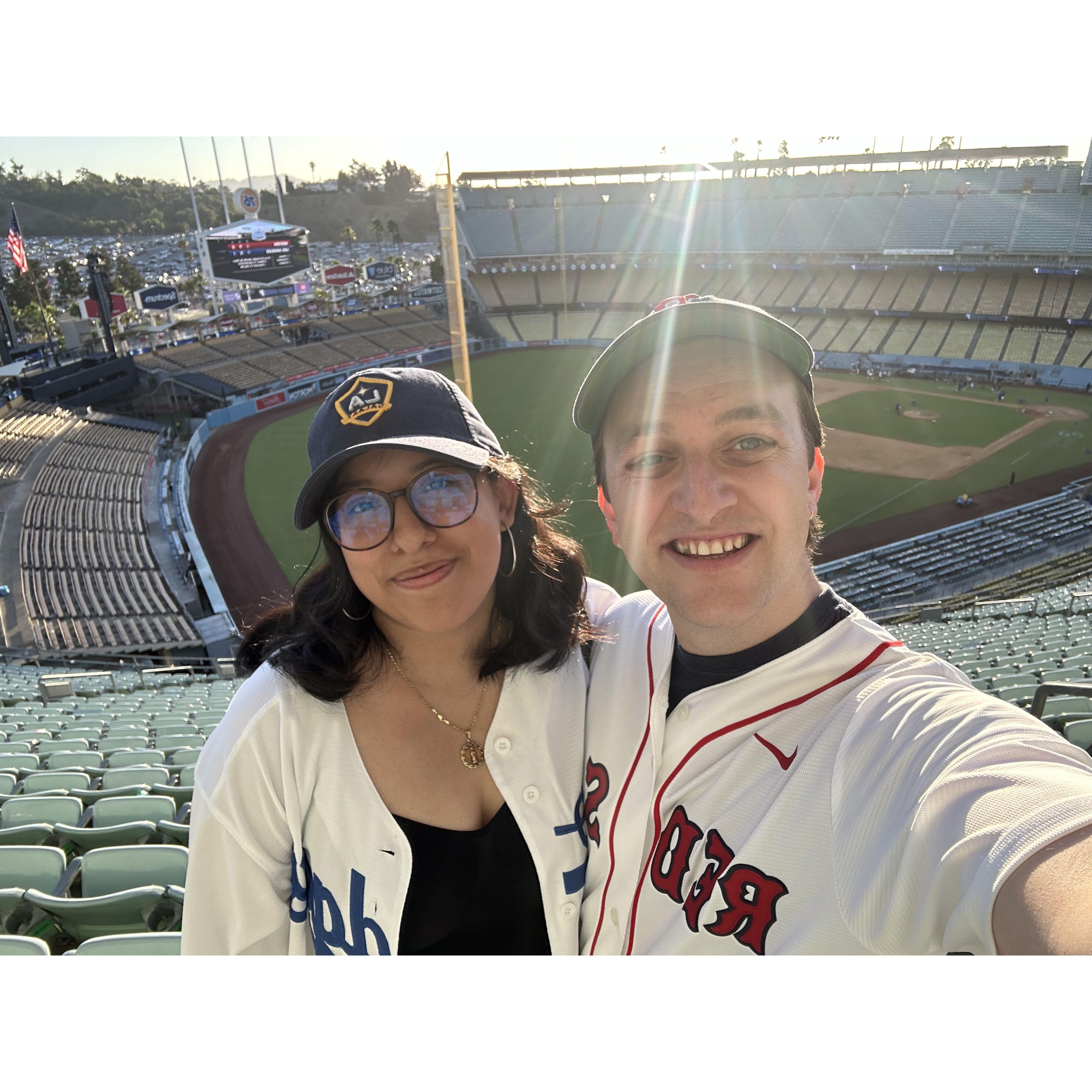 Even at Dodgers vs Red Sox games, we still enjoy eachothers' company