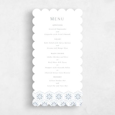 Blue Scalloped Wedding Menu - Aeolus