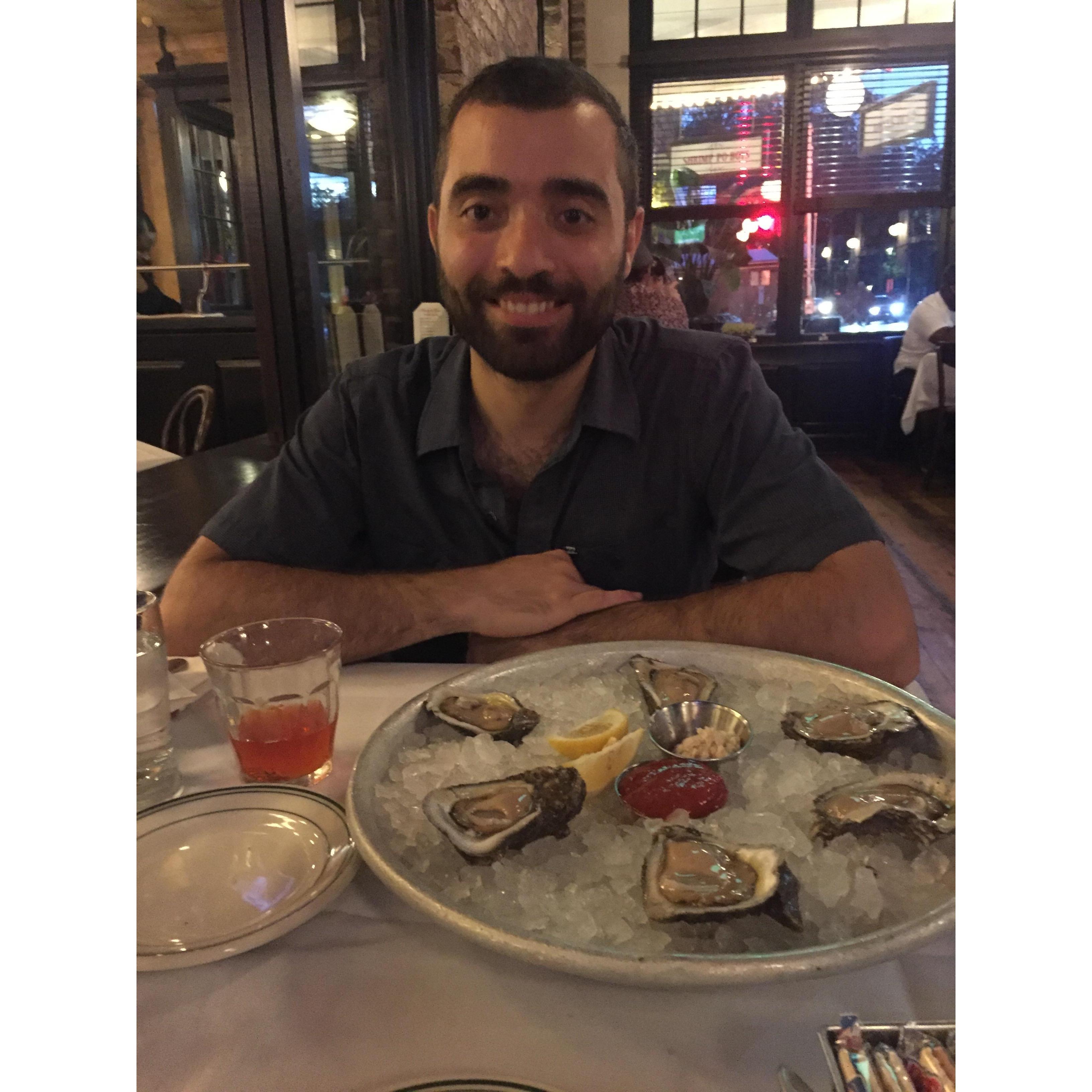 Andrew loves oyster happy hour in New Orleans, La.