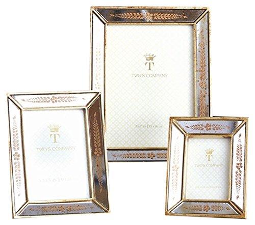 Two's Company 7825 Set of 3 Gold Leaf Photo Frames Assorted 3 Sizes