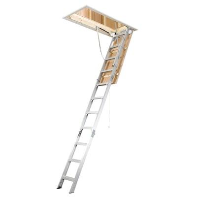 Werner AH2210C 8-ft to 10-ft (Rough Opening: 22.5-in x 54-in) Folding Aluminum Attic Ladder with 375 lbs. Capacity