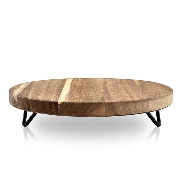 WILDMOS Decorative Round Wood Riser for Display,Pedestal Tray for Home or Kitchen and Bathroom Countertop Organizer,Farmhouse Kitchen Counter Decor Tray. (10-inch)